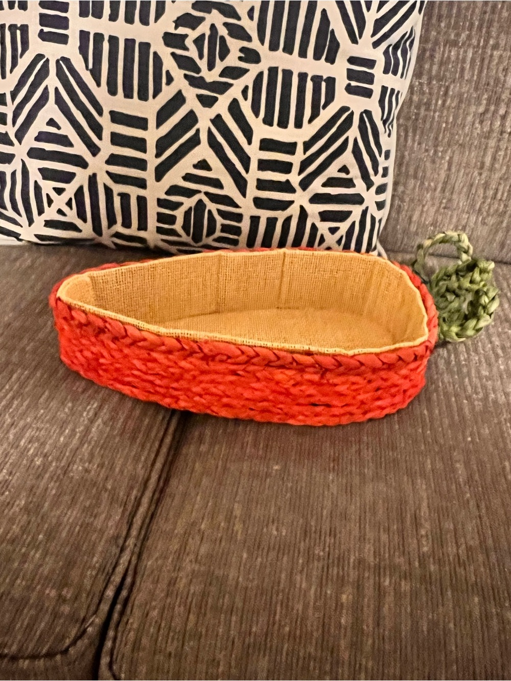 Handwoven Orange Carrot Decorative Tray Basket